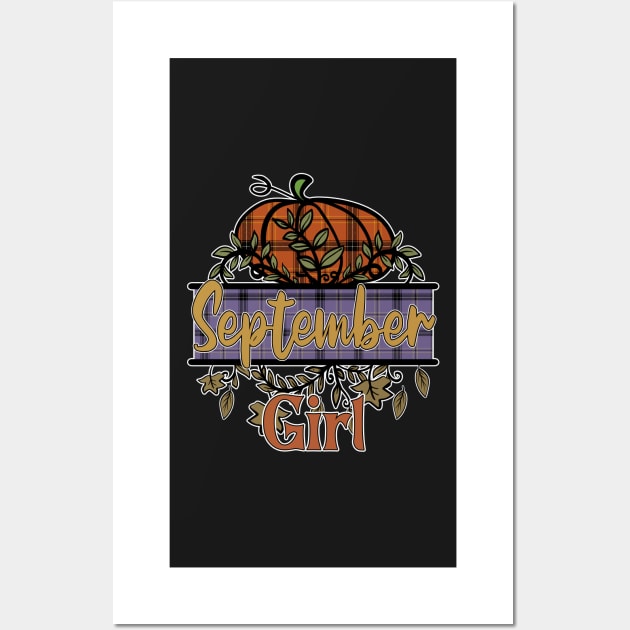 September Girl, Plaid Cottagecore, Autumn Fall Wall Art by Redmanrooster